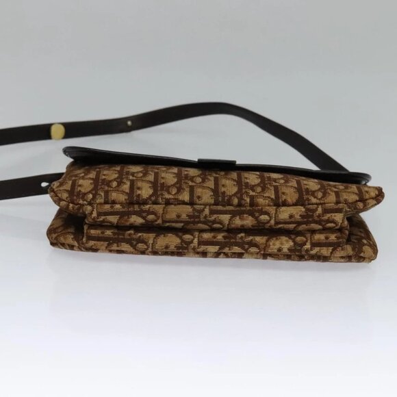 Christian Dior Trotter Canvas Shoulder Bag Brown Gold Auth 118343 - Picture 4 of 16